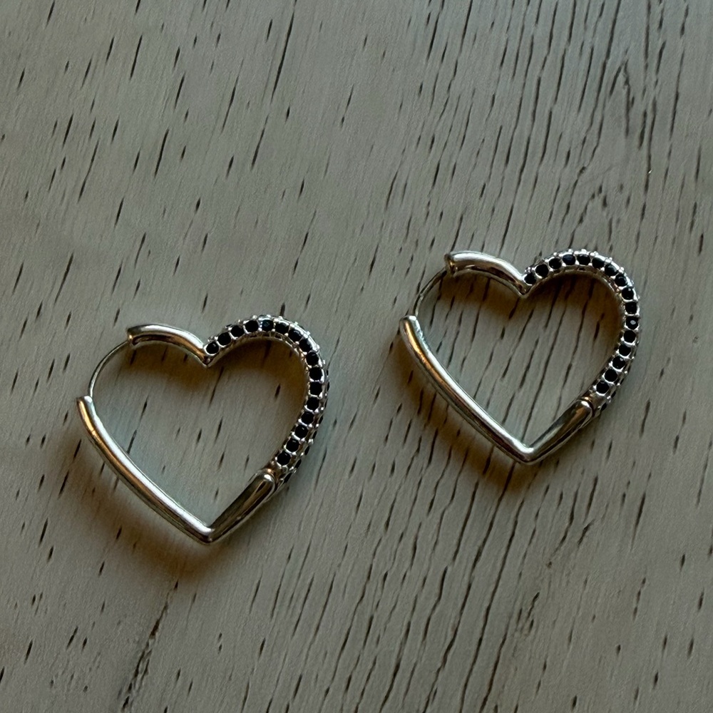 925 Sterling Silver Heart Hoop Earrings